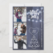 ホリ素朴ーすてき3枚の写真で青い納屋の木をコラージュ シーズンカード (正面)