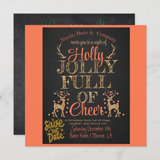 ホリ素朴ーと家族すてき写真クリスマスパーティー セーブザデート (正面/裏面)