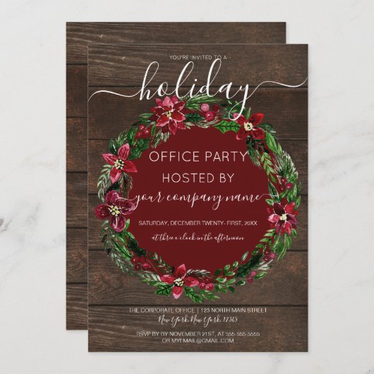 ホリ素朴ーフローラリースウッドホ企業のリデイ 招待状 (正面/裏面)