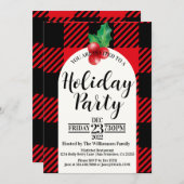 ホリ素朴ーベリーウォーターカラープレイドホリデイ 招待状 (正面/裏面)