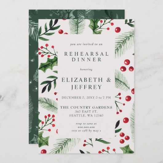 ホリ素朴ーベリークリスマスリハーサルディナー 招待状 (正面/裏面)