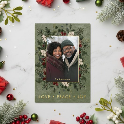 ホリ素朴ーベリーグリーンクリスマスラブピース 箔シーズンカード