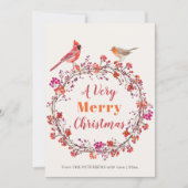 ホリ素朴ーモダンベリークリスマスリースシンプル シーズンカード (正面)