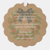 ホリ素朴ーリースブルーブラック市松模様にボーウ オーナメントカード (裏面)