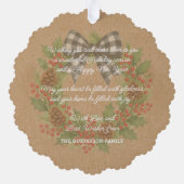 ホリ素朴ーリースホワイトブラック市松模様にボーウ オーナメントカード (裏面)