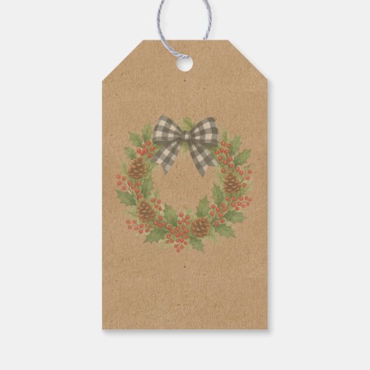 ホリ素朴ーリースホワイトブラック市松模様にボーウ ギフトタグ (裏面)