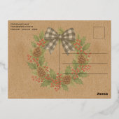 ホリ素朴ーリースホワイトブラック市松模様にボー金ゴールド 箔シーズンポストカード (裏面)