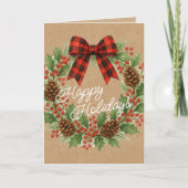 ホリ素朴ーリースレッドブラック市松模様にボー シーズンカード (正面)