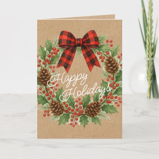 ホリ素朴ーリースレッドブラック市松模様にボー シーズンカード (正面)