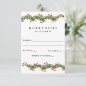 ホリ素朴ー・ウィンター・クリスマスの結婚枝 出欠カード (スタンド正面)