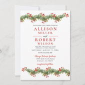 ホリ素朴ー・ウィンター・クリスマスの結婚枝 招待状 (正面)