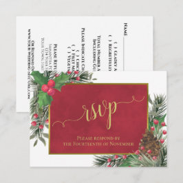 ホリ素朴ー&パインホリデーまたはクリスマス結婚 出欠カード