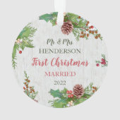 ホリ素朴ー・パイン新婚2面カスタム写真 オーナメント (裏面)