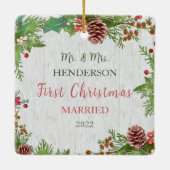 ホリ素朴ー・パイン新婚2面カスタム写真 セラミックオーナメント (裏面)