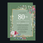 ホリ素朴ー・ベリー植物学80th誕生日パーティー 招待状<br><div class="desc">美しく冬エレガントの植物デザインは深いの緑のホリと赤と白果実に囲まれたバラを備えている。幅の広い金ゴールドフレームが全体を引き寄せる。ボホ素朴の魅力とヴィベエレガントー。80日は書白色が大きい。誕生日のお祝いの名前は同じ白だ。招待の後ろに深いのフェスティバルの休日または冬のtouchのための緑。招待は簡単カスタマイズだ。招待セットとパーティーの装飾と供給を作成できるDIYテンプレートを含むコレクシ素晴らしョンの一部である。</div>