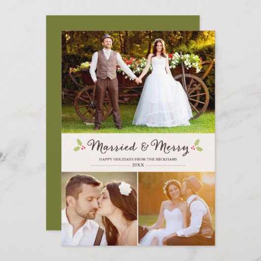 ホリ結婚したーメリー・クリスマス・フォト・カード シーズンカード (正面/裏面)