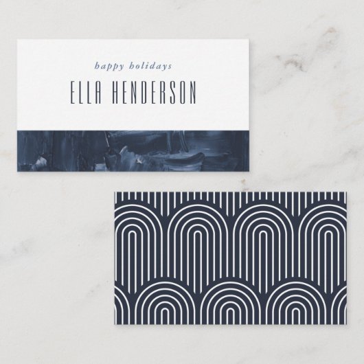 ホリ絵を描ディクリスマスパーティー座席表 – 青 エンクロージャーカード (正面/裏面)