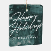 ホリ絵を描デークリスマスホリデーオーナメント-ティール（緑がかった色） セラミックオーナメント (右)