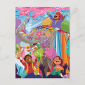 ホリ絵を描ハイゾウの群れ ポストカード (正面)