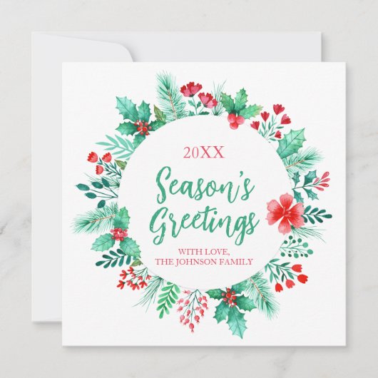 ホリ絵を描ー付き手水彩植物学 シーズンカード (正面)