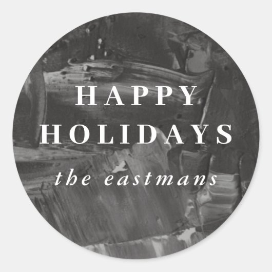 ホリ絵を描ー封筒用シールステッカー – ブラック ラウンドシール (正面)