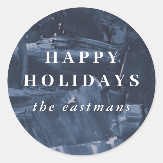 ホリ絵を描ー封筒用シールステッカー – 青 ラウンドシール (正面)