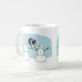 ホリ縁どーコリー遊ドッグと雪だるま コーヒーマグカップ (正面左)