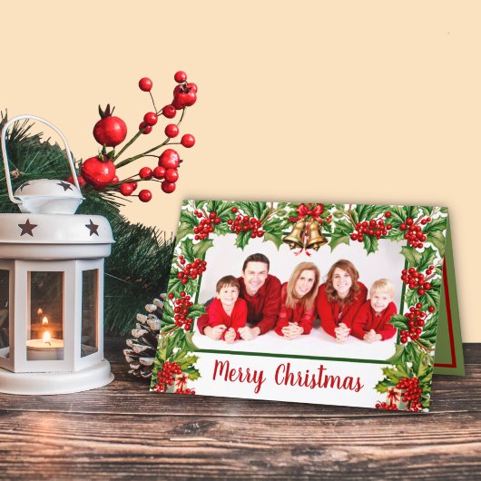 ホリ葉ーとベリーのメリークリスマスフォト シーズンカード