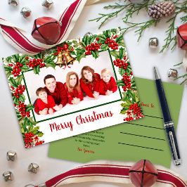 ホリ葉ーとベリーのメリークリスマスフォト シーズンポストカード