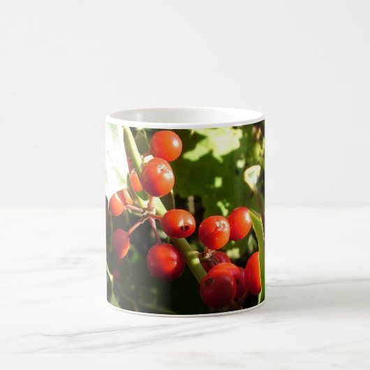 ホリ葉ーと赤い果実，クリスマス コーヒーマグカップ (中央)