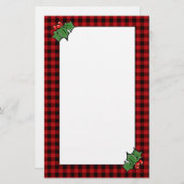 ホリ葉ークラシック赤いバッファローのプレイド 便箋 (正面/裏面)