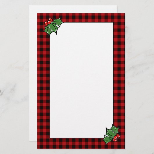 ホリ葉ークラシック赤いバッファローのプレイド 便箋 (正面/裏面)