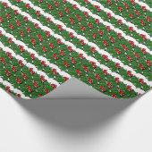 ホリ葉ーベリーグリーン赤いホリデーパターン ラッピングペーパー (角)