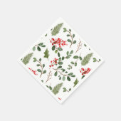 ホリ葉ーベリーホリデーウォーターカラーパターン スタンダードカクテルナプキン (角)