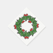ホリ葉ーリース、ホリーベリー スタンダードカクテルナプキン (角)