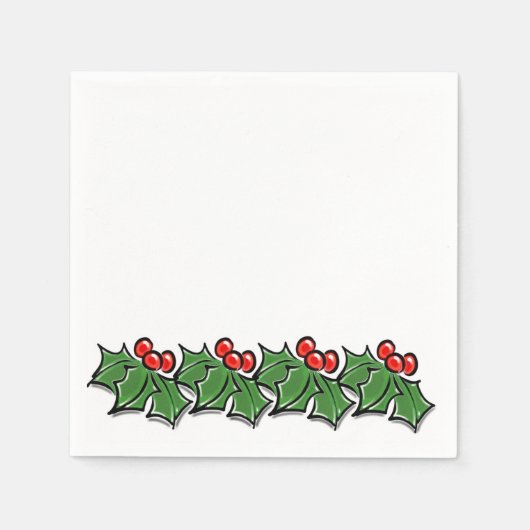 ホリ葉ーリース、ホリーベリー スタンダードカクテルナプキン (正面)