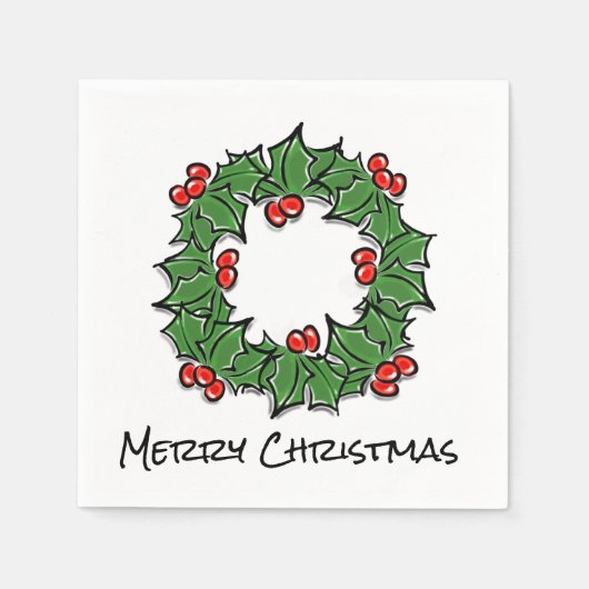ホリ葉ーリース、ホリーベリー スタンダードカクテルナプキン (正面)