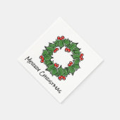 ホリ葉ーリース、ホリーベリー スタンダードカクテルナプキン (角)