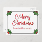 ホリ葉ーリース、ホリーベリー ポストカード (正面/裏面)