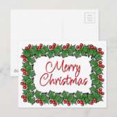 ホリ葉ーリース、ホリーベリー ポストカード (正面/裏面)