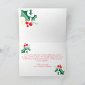 ホリ葉ーレッドベリー星ビジネスクリスマス カード (内部)