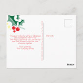 ホリ葉ーレッドベリー星ビジネスクリスマス ポストカード (裏面)