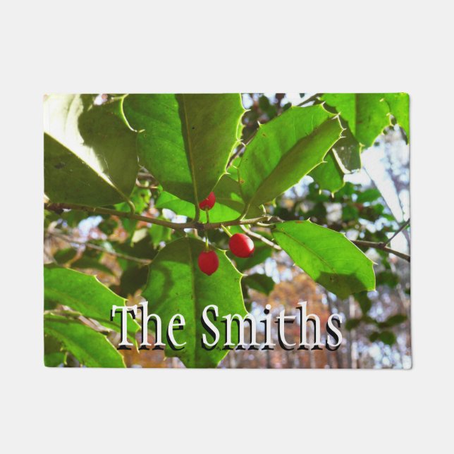 ホリ葉ー自然IIホリデイ植物学 ドアマット (正面)