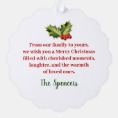 ホリ葉ー金ゴールド&ベリーのベルメリークリスマス オーナメントカード (裏面)