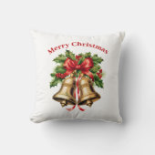 ホリ葉ー金ゴールド&ベリーのベルメリークリスマス クッション (正面)