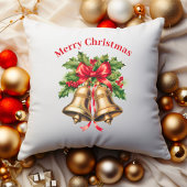 ホリ葉ー金ゴールド&ベリーのベルメリークリスマス クッション
