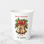 ホリ葉ー金ゴールド&ベリーのベルメリークリスマス 紙コップ (正面)