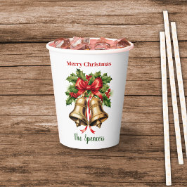 ホリ葉ー金ゴールド&ベリーのベルメリークリスマス 紙コップ