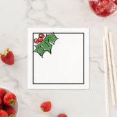 ホリ葉ー、ホリーベリー、おもしろいの休日パターン スタンダードカクテルナプキン (インサイチュ)