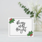 ホリ葉ー、ホリーベリー、おもしろいの休日パターン ポストカード (スタンド正面)